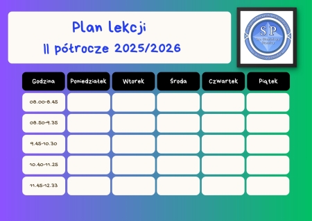 Plan lekcji od 1 lutego do 26 czerwca 2026 roku